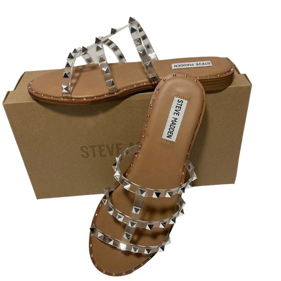 Steve Madden clear gladiador flat sandals size various soft NEW - Picture 4 of 9
